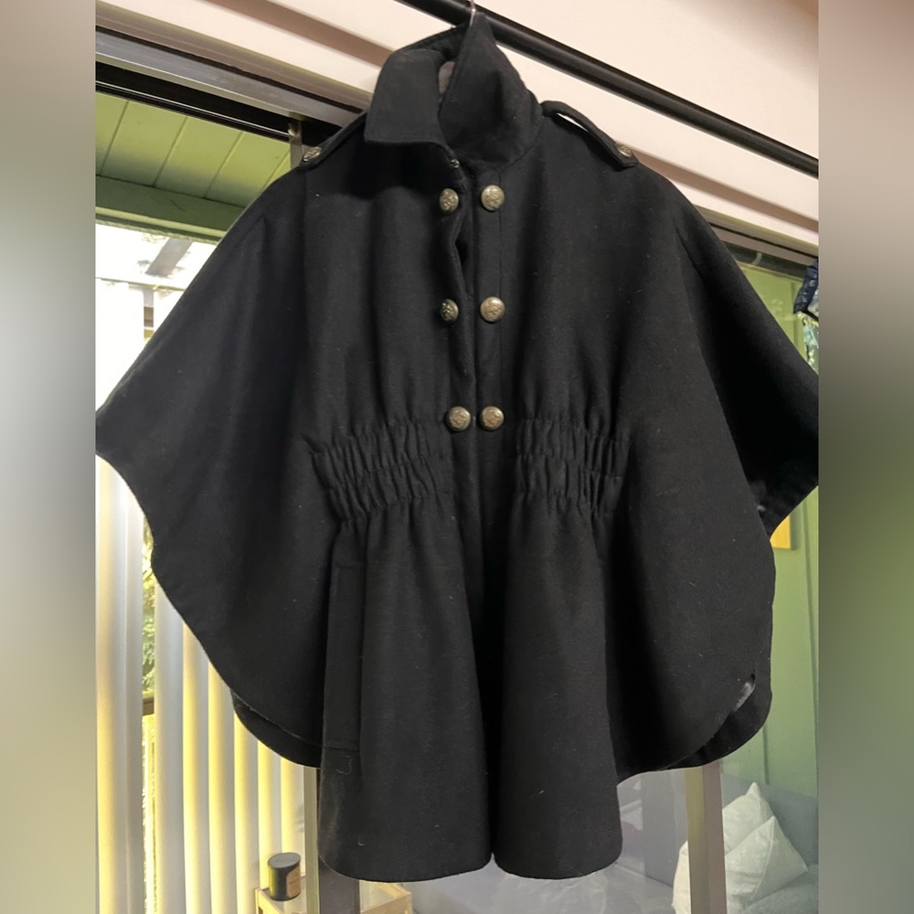 Black Wool Cape Coat